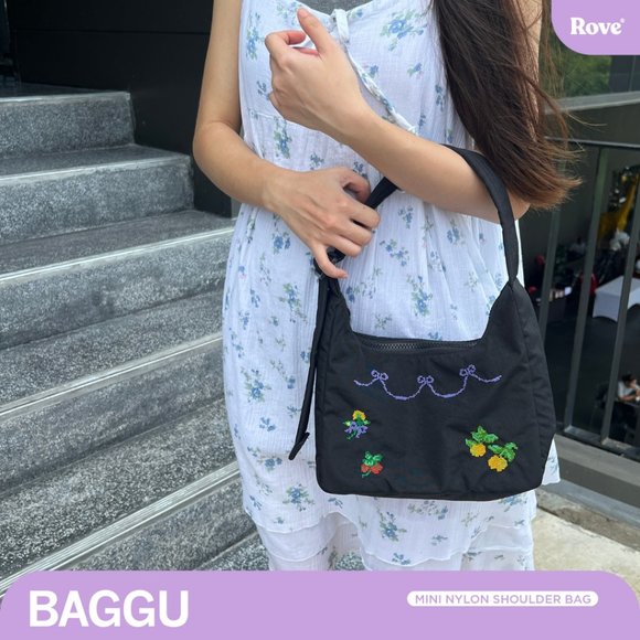 NWOT Baggu Mini Nylon Shoulder Bag - Cross Stitch - Picture 4 of 6